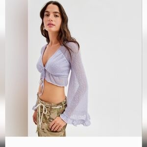 Urban Outfitters Celeste Textured Long Sleeve Blouse